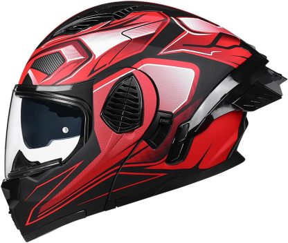 Motorcycle Full Face Flip Up Helmet Dual Visor Integrated Motorbike for Adults Men Women Street Racing Moped DOT Approved