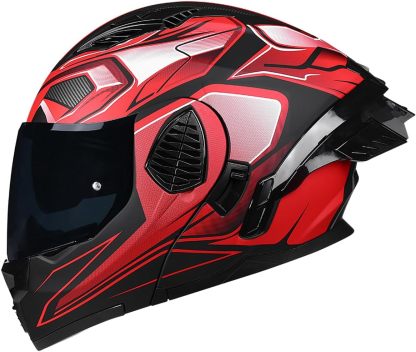 Motorcycle Full Face Flip Up Helmet Dual Visor Integrated Motorbike for Adults Men Women Street Racing Moped DOT Approved
