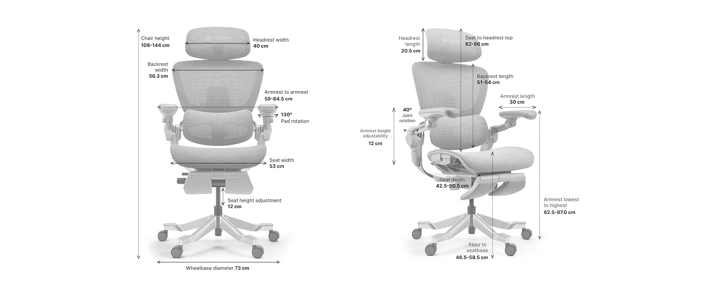 Text reads 'Image 2'. Technical diagram showing front and side views of an ergonomic office chair with detailed component labels and measurements.