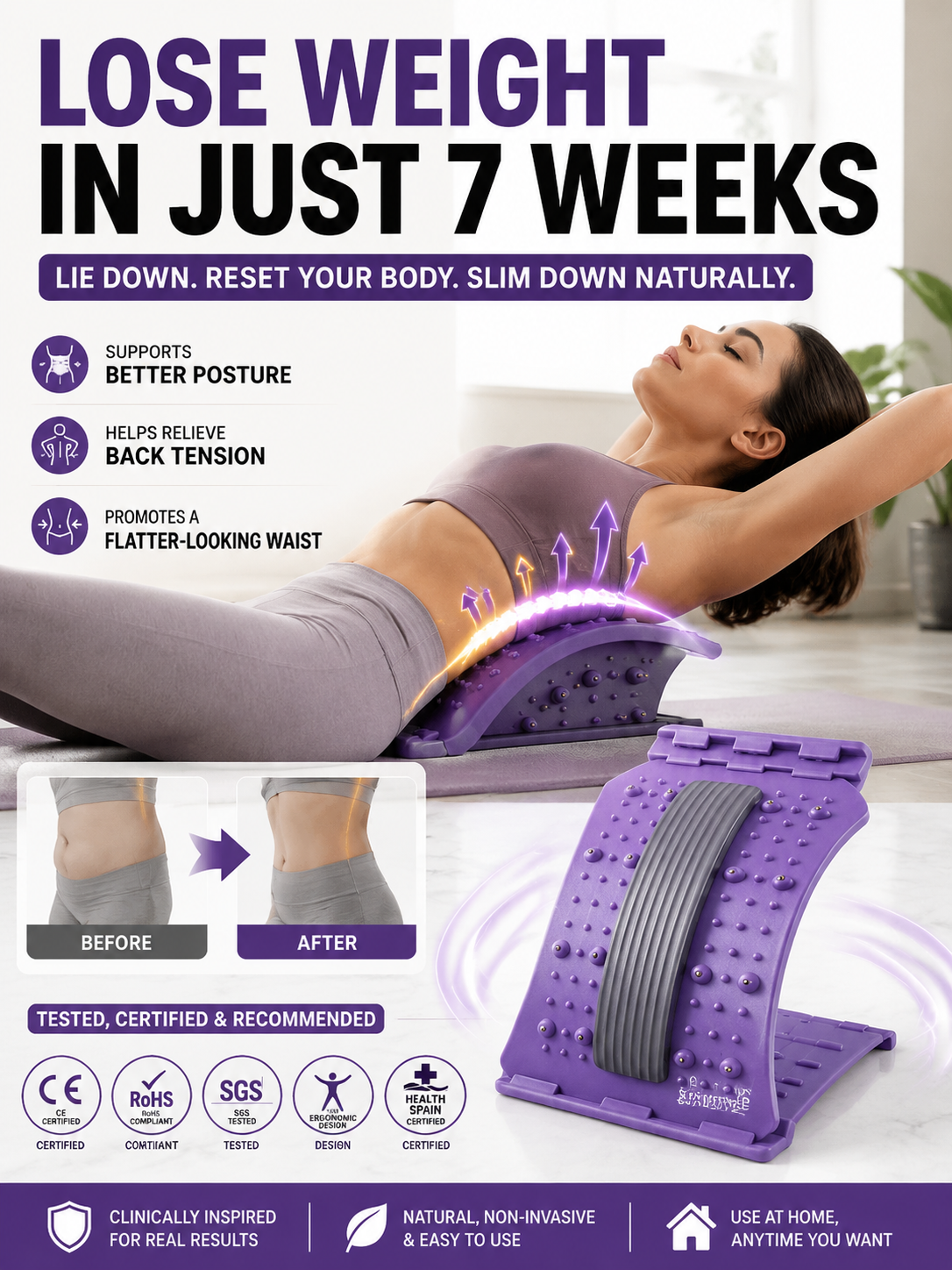 LIE DOWN FOR MINUTES — SEE A FLATTER, TIGHTER-LOOKING WAIST! The Effortless Waist-Sculpting Stretcher Designed to Make Your Midsection Look More Defined — Fast! 💪