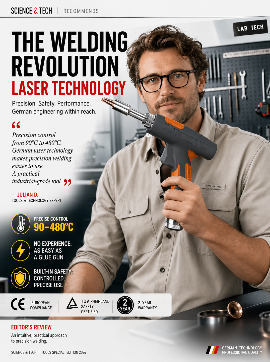 🏆 German Technology 5-in-1 Laser Welding Gun (Patented by German Engineers) | Easy DIY Repairs 🛠️ | Spark-Free Cutting & Rust Removal | 100% Burn-Proof Safety 🛡️ | Cordless & Generator-Free