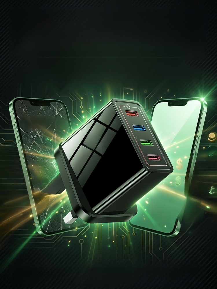 Four-Port Travel Charger for Extended Phone Battery Life