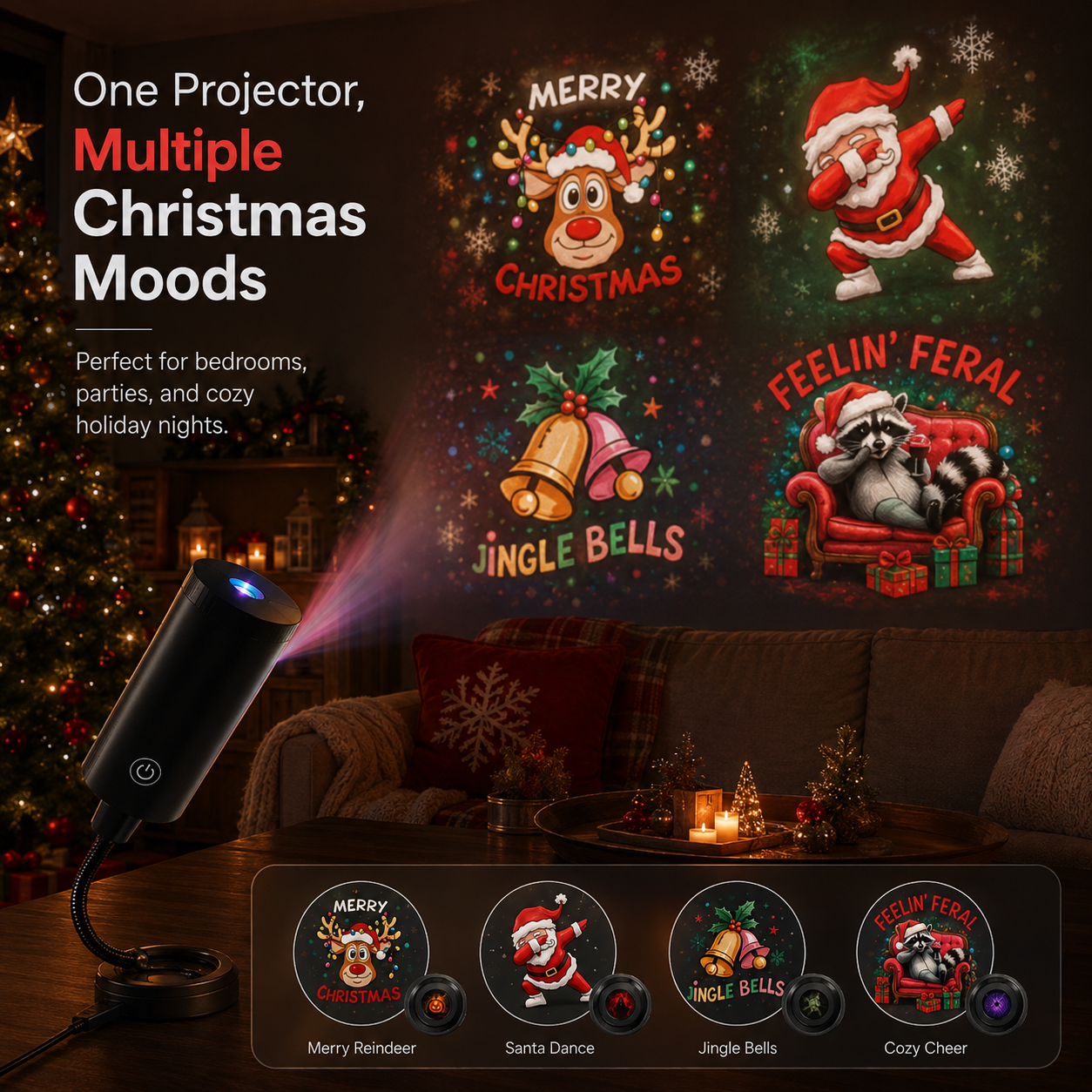 🎄 Christmas Limited Edition Projection Lenses Only – 6 Exclusive Festive Scenes