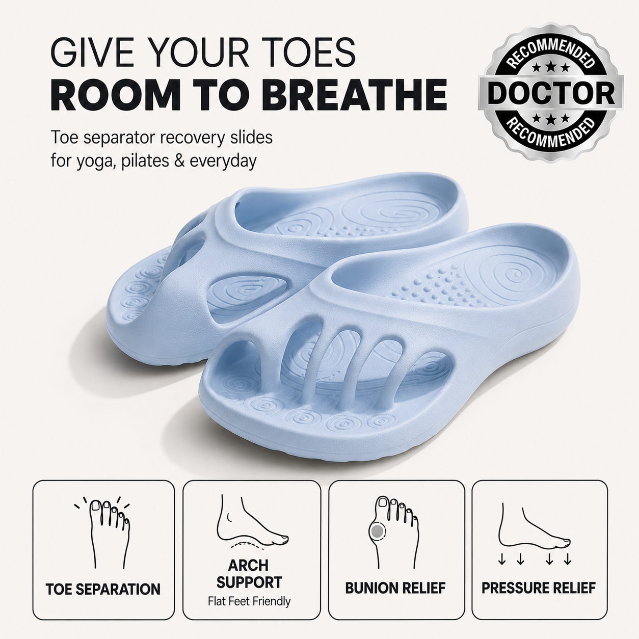 🦶 4-IN-1 FOOT RELIEF｜TOE ROOM · ARCH SUPPORT · MASSAGE · CUSHIONING ✨