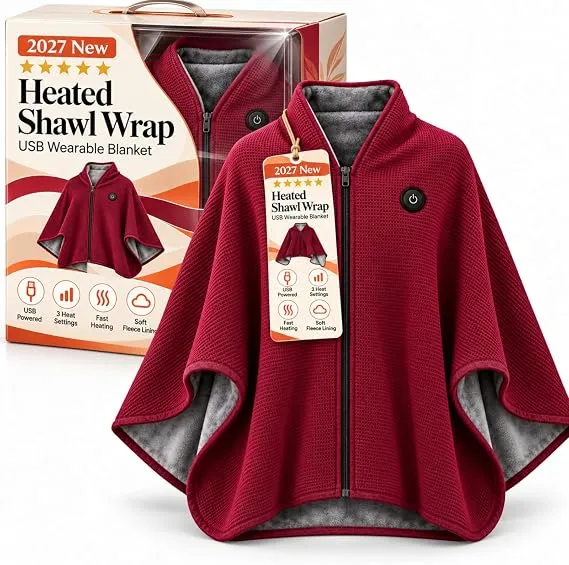 Portable Heated Shawl – Wearable Electric Heating Wrap