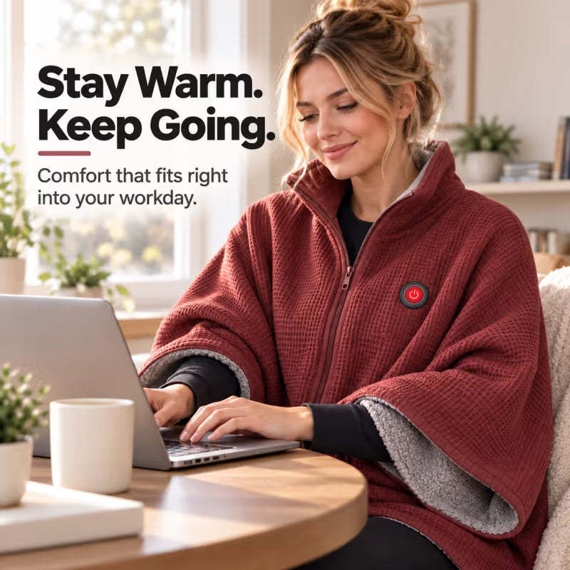 Portable Heated Shawl – Wearable Electric Heating Wrap