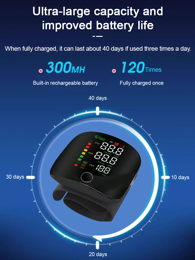 Large Screen Digital Wrist Blood Pressure Meter with Voice Prompt