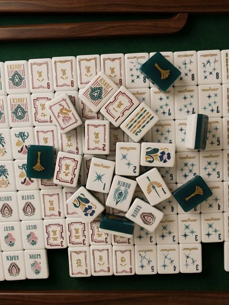 蓝色银杏叶美式麻将