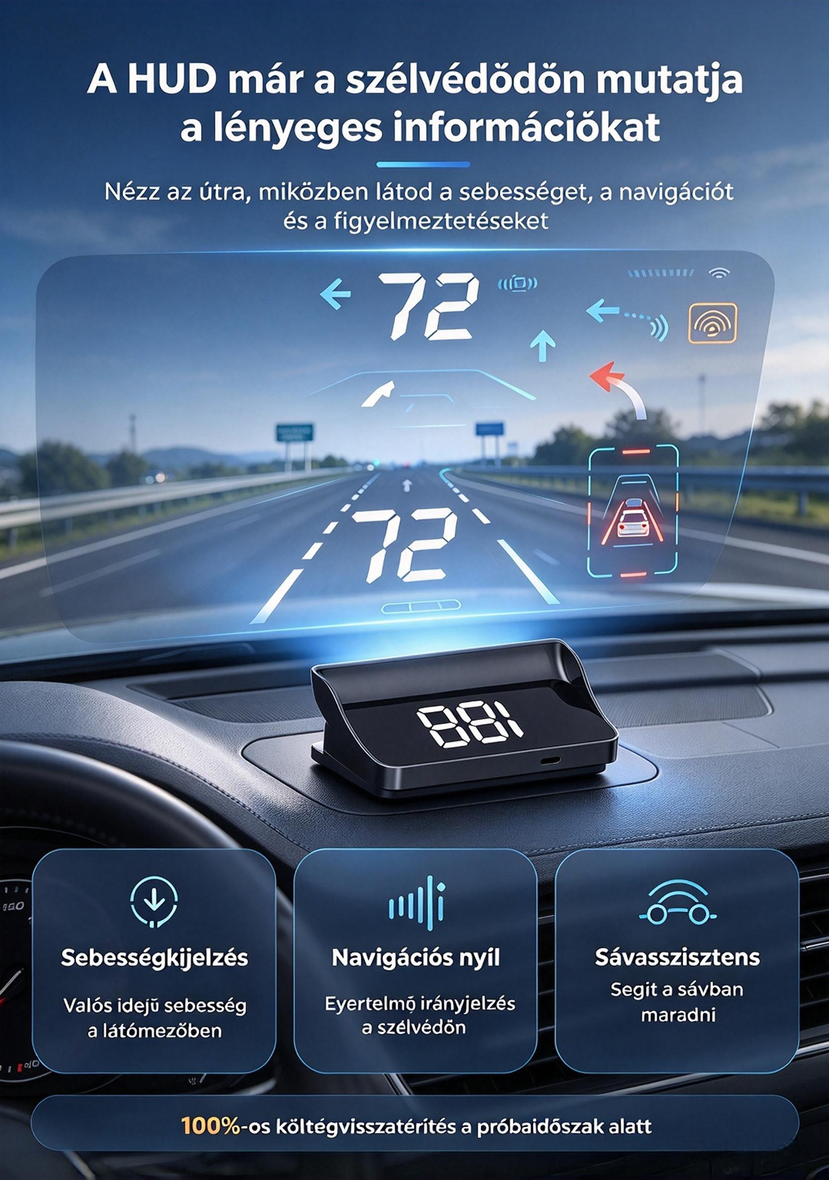 Okos Autós HUD Display a biztonságos éjszakai vezetésért!