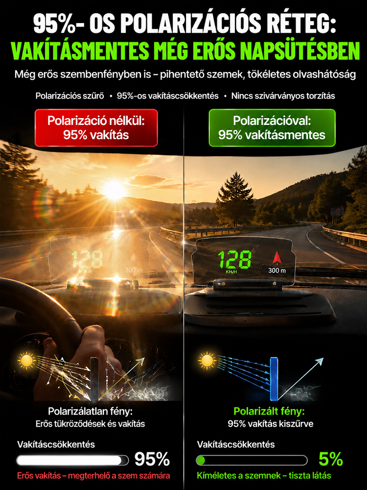 Head-Up Display Autós Telefontartó 15W Vezeték Nélküli Gyorstöltővel, 5 Rétegű Vákuumbevonatos Optikai Üveggel