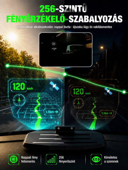 Head-Up Display Autós Telefontartó 15W Vezeték Nélküli Gyorstöltővel, 5 Rétegű Vákuumbevonatos Optikai Üveggel