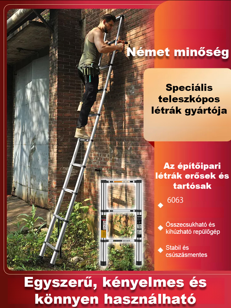 Teleszkópos Alumínium Létrák (2m - 6m) Összecsukható, Kompakt & Csúszásmentes Talpak