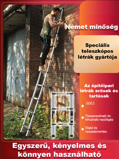 Teleszkópos Alumínium Létrák (2m - 6m) Összecsukható, Kompakt & Csúszásmentes Talpak