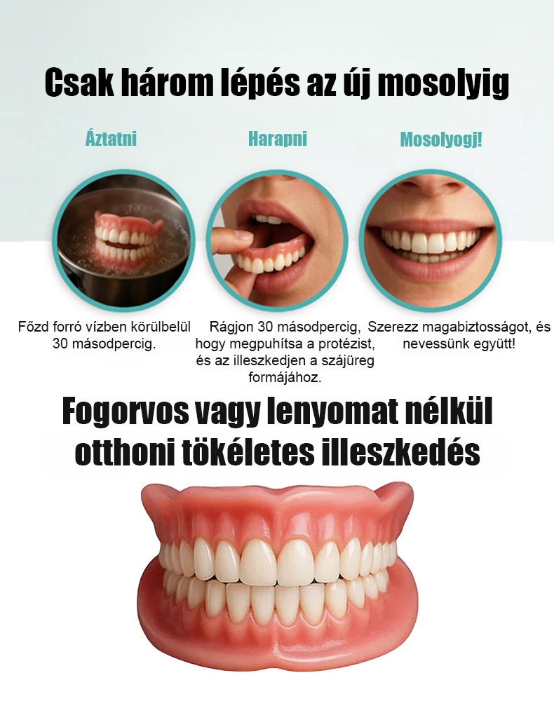 Elasztikus fogsorbetét pillanatok alatt tökéletes mosolyt ad!