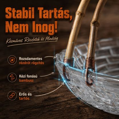 Kifinomult rattan szövet mintás üveg hordozható gyümölcskosár