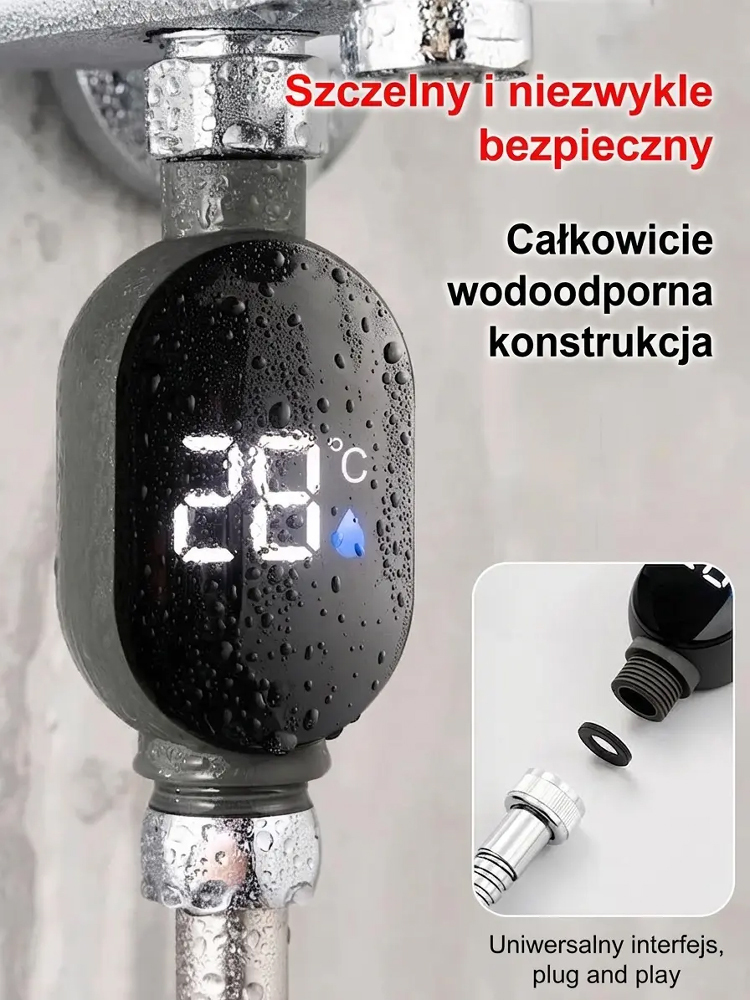 ✨Inteligentny monitor temperatury z projekcją holograficzną! Dotknij, aby ustawić idealną temperaturę. Woda z kranu osiąga standard wody pitnej – możesz bezpiecznie parzyć kawę i cieszyć się kąpielą bez ryzyka oparzeń!☕
