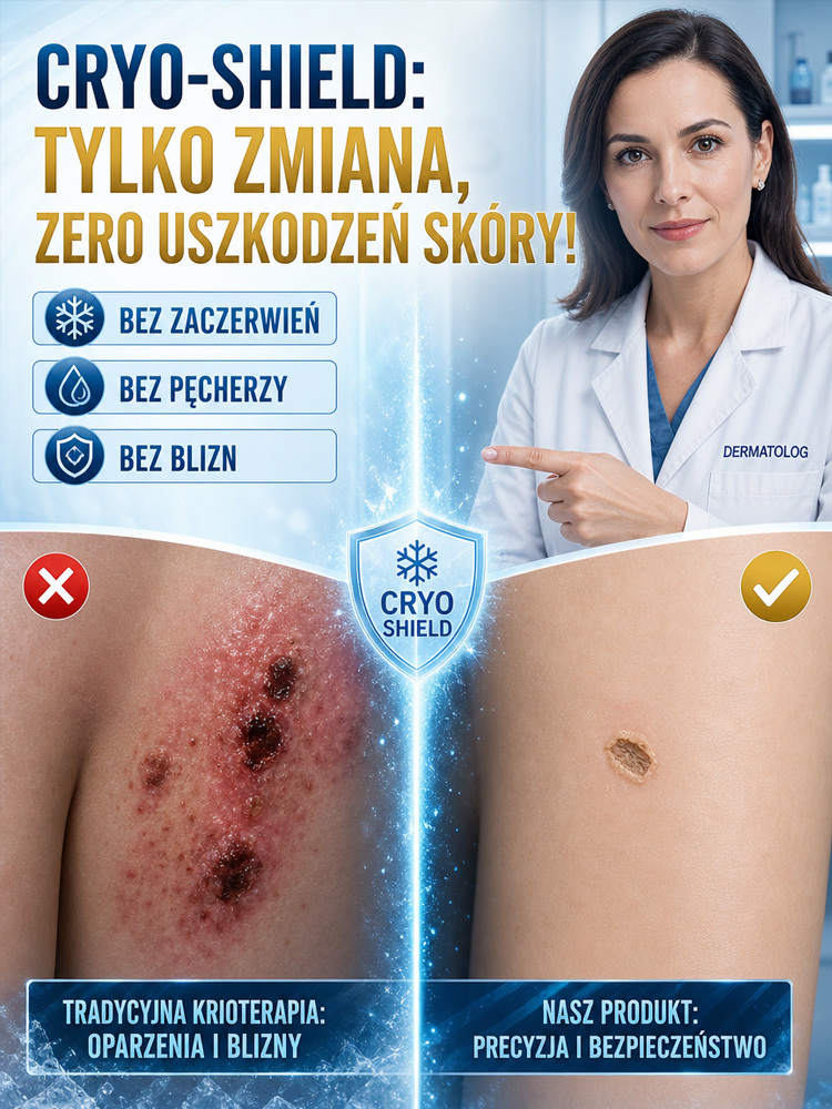 Precyzyjny Spray Kriogeniczny do Pielęgnacji Skóry -55°C z Technologią Cryo-Shield – Błyskawiczne Wymrażanie Niedoskonałości w 3 Sekundy, Bez Bólu i Śladów
