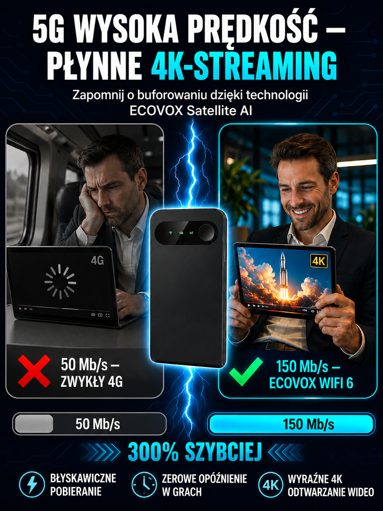 Mobilny Router Satelitarny WiFi 6 z AI – 150 Mbps, Bez Karty SIM i Opłat Miesięcznych, Wyprzedaż Magazynowa 50% OFF