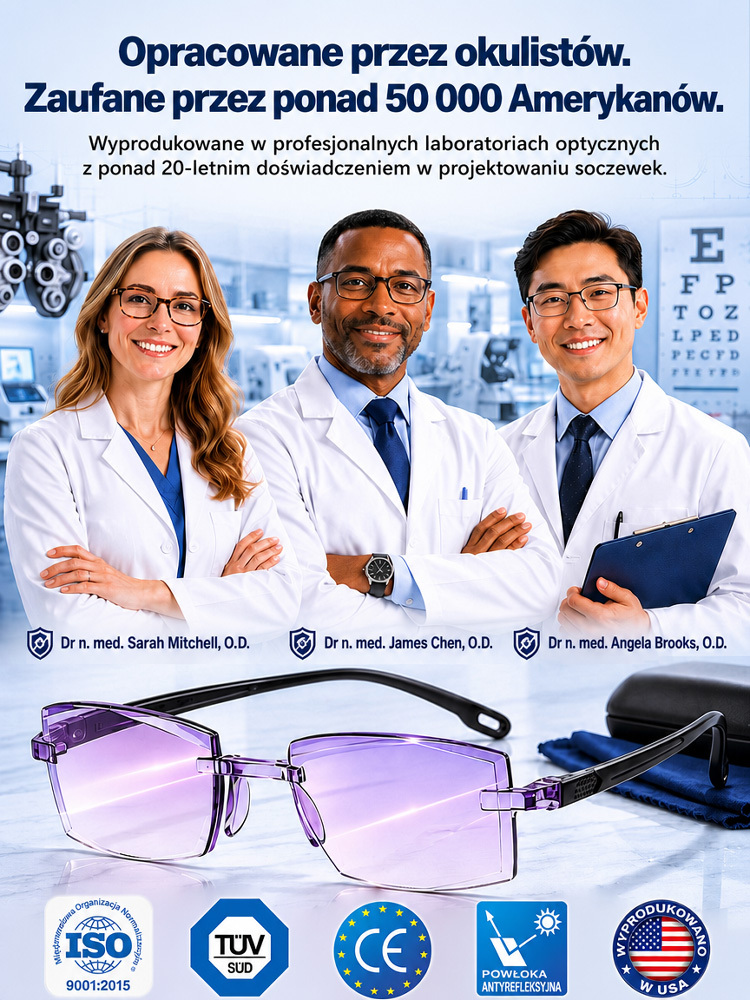 Inteligentne Okulary Auto-Focus i Fotochromowe - Diamentowe Szkła 15g, Filtrują Niebieskie Światło, Certyfikat TÜV i ISO! Wyprzedaż Magazynowa!