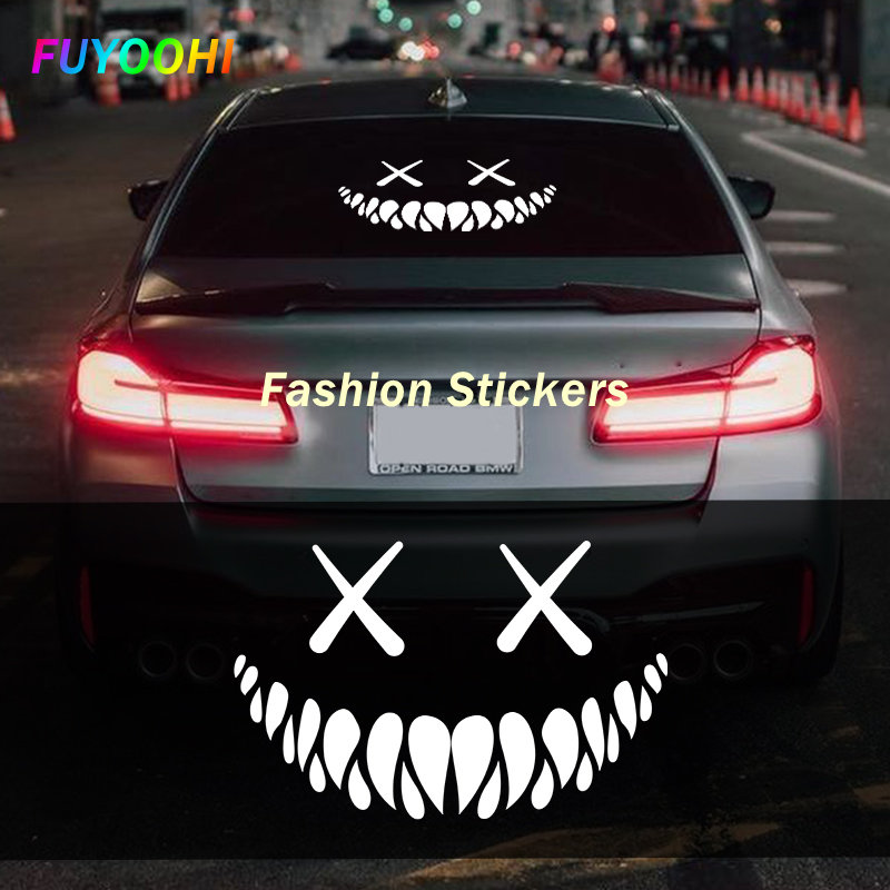 Car reflective devil smiley face sticker