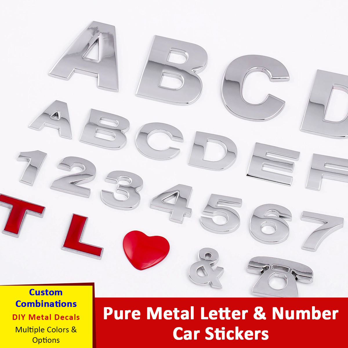 Metal car English letter car stickers personalized modification