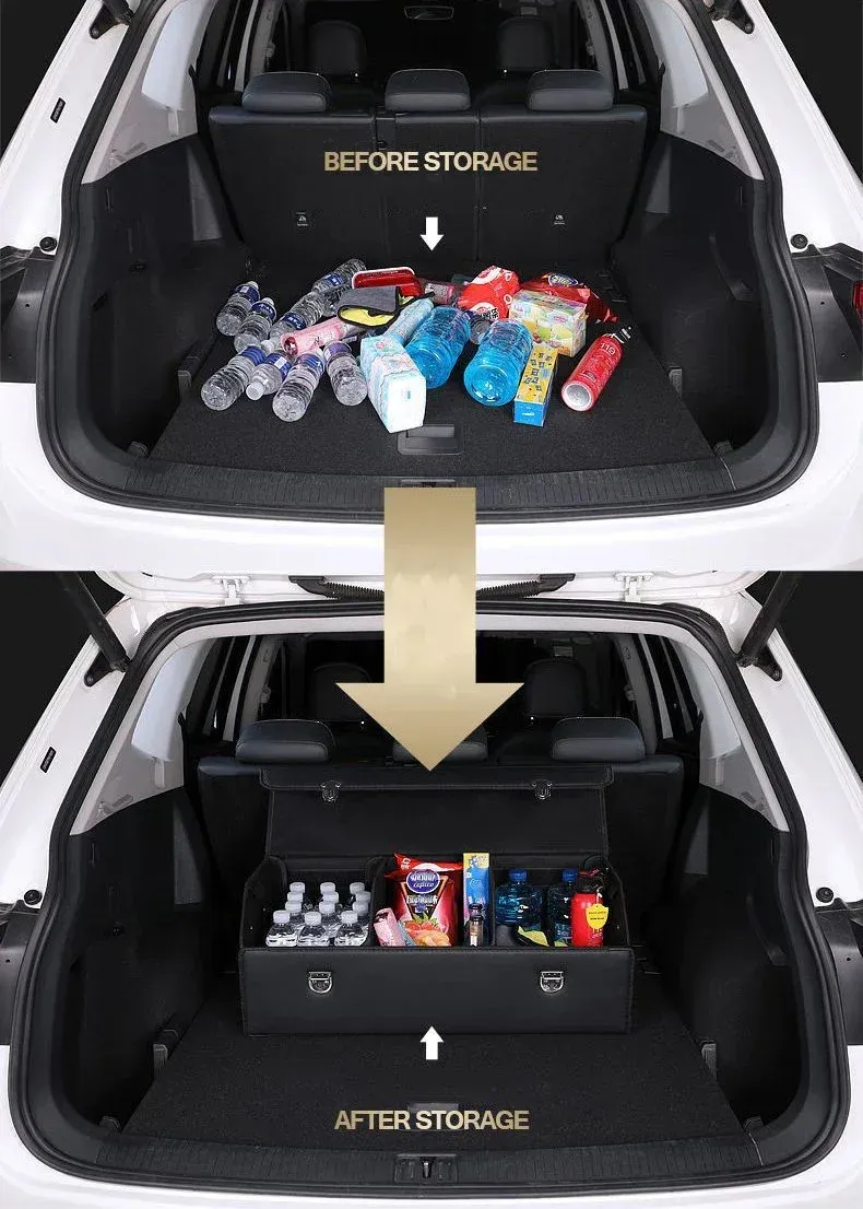 🔥Exclusive logo Car Trunk Leather Storage Box