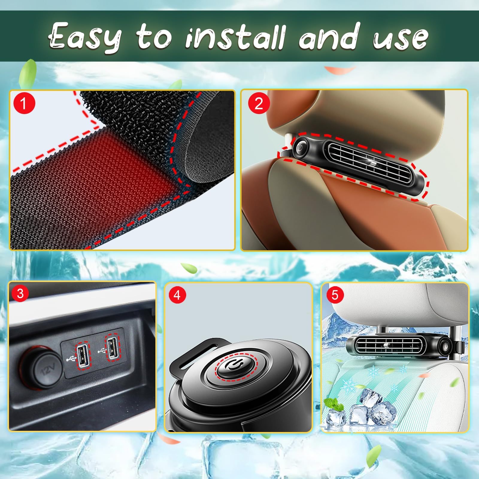Car Seat Headrest Cooling Fan