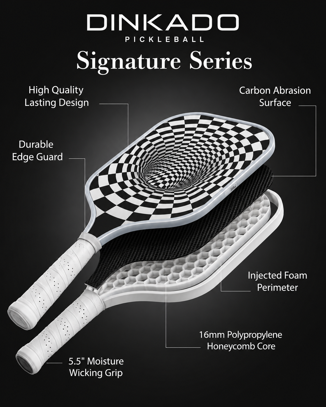 DINKADO Hypno Vortex™ Carbon Pickleball Paddle - image 3