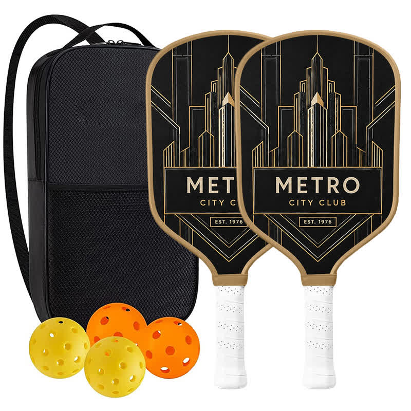 Dinkado Metro City Club 16mm Pickleball Paddle – Art Deco All Court Design - Traditional Round - Carbon Fiber Face - 2-Paddle Set - image 11