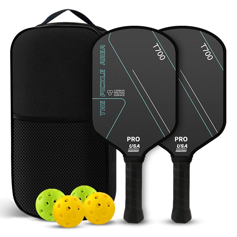 Complete T700 Carbon Fiber Pickleball Paddle Set – Professional Gear For Power & Control - Black Set - Round Head Type - [Carbon Fiber T700] Double Rackets and Four Balls per Package - image 7