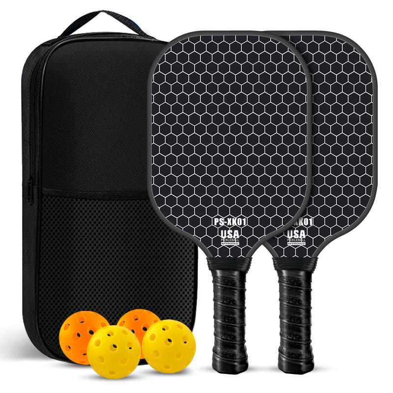 T700 Carbon Fiber Pickleball Paddle Set – Premium Fiberglass Paddle Options For All Players - Hive Black Set - image 2