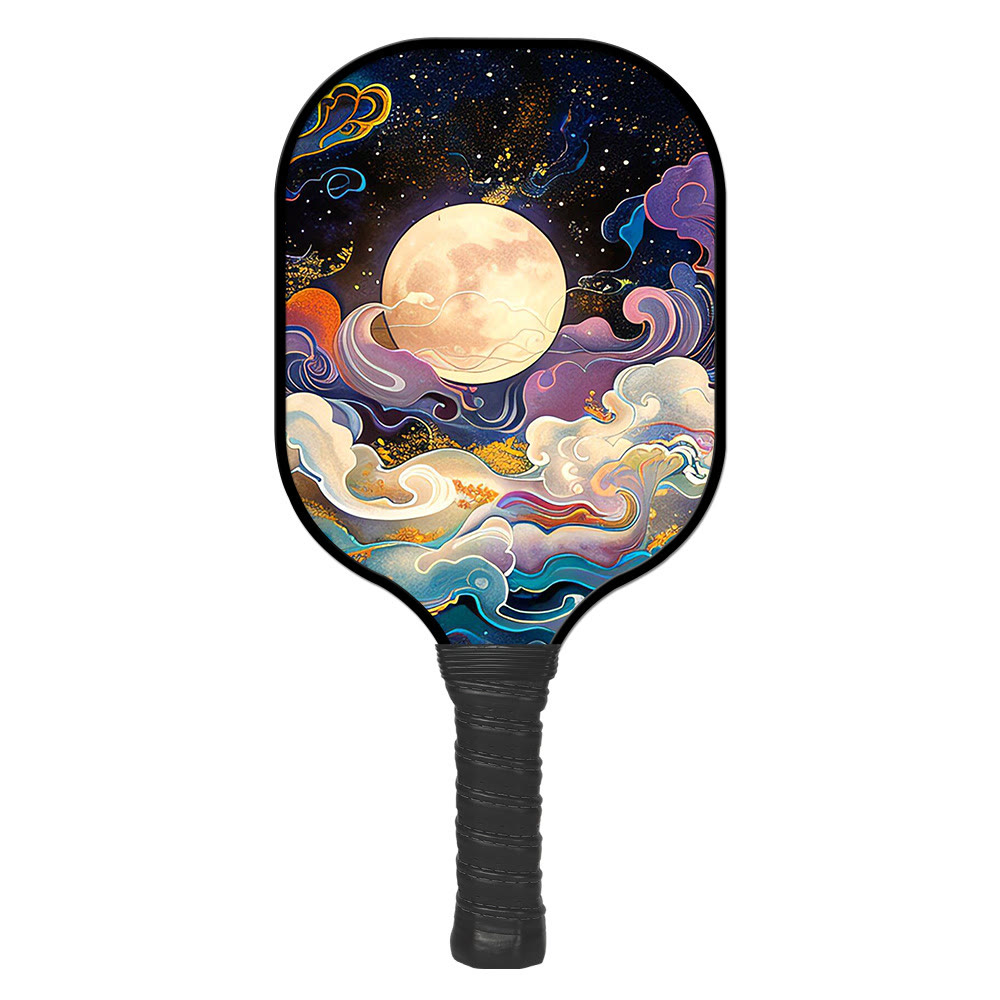 Mystic Moon Pickleball Paddle Set – Artistic Fiberglass Paddle + 2 Balls - National Trend Full Moon - [Single Shot] + 2 Balls - image 1