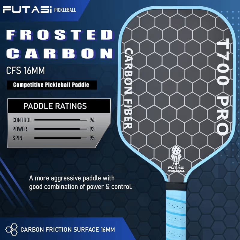 Woven T700 Carbon Fiber Pickleball Paddle, Matte Surface, Shock Absorbing Honeycomb Core, Non-slip Noise-reduction Handle - image 3