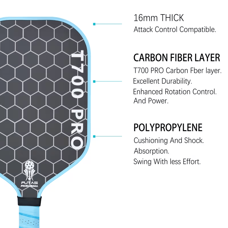 Woven T700 Carbon Fiber Pickleball Paddle, Matte Surface, Shock Absorbing Honeycomb Core, Non-slip Noise-reduction Handle - image 5