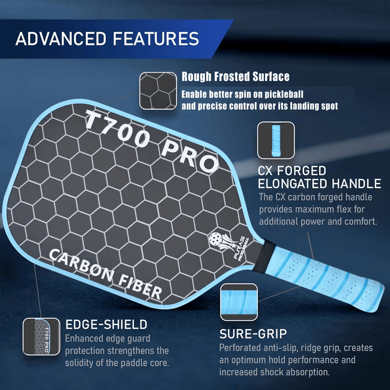 Woven T700 Carbon Fiber Pickleball Paddle, Matte Surface, Shock Absorbing Honeycomb Core, Non-slip Noise-reduction Handle - image 7