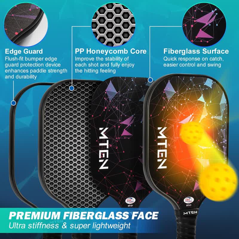 Pickleball Paddles, Usapa Approved Fiberglass Surface Rackets | Pickleball Set For Men, Women, Beginners & Intermediate Players - image 2