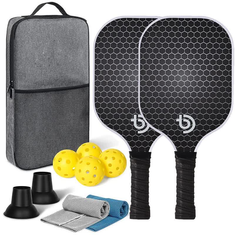 Dinkado Pickleball Paddles, Multi-layer Textured Fiberglass Paddle Set With Strong Spin & Control Surface, 2 Paddles + 4 Balls + Carry Bag, Lightweight Design For Men, Women & Beginners - Grey - image 2