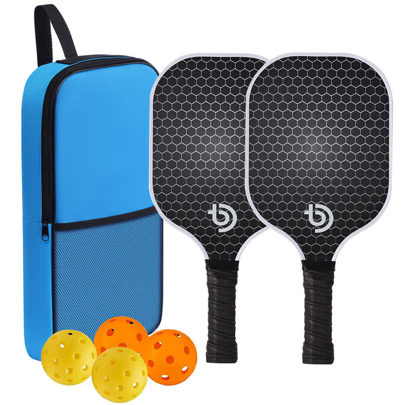 Dinkado Pickleball Paddles, Multi-layer Textured Fiberglass Paddle Set With Strong Spin & Control Surface, 2 Paddles + 4 Balls + Carry Bag, Lightweight Design For Men, Women & Beginners - Blue - image 3