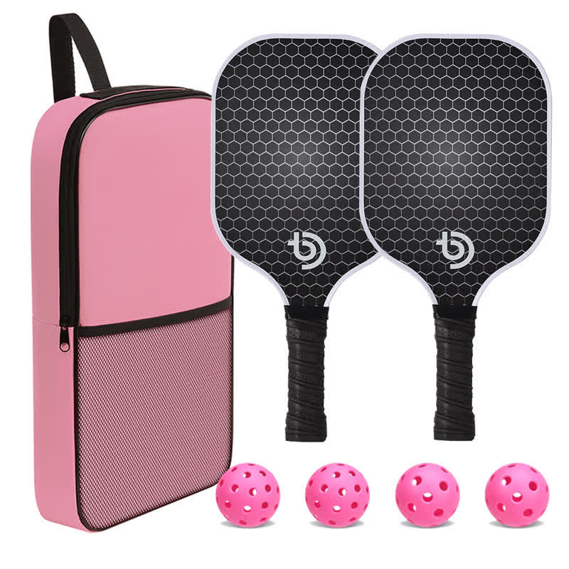 Dinkado Pickleball Paddles, Multi-layer Textured Fiberglass Paddle Set With Strong Spin & Control Surface, 2 Paddles + 4 Balls + Carry Bag, Lightweight Design For Men, Women & Beginners - Pink - image 4