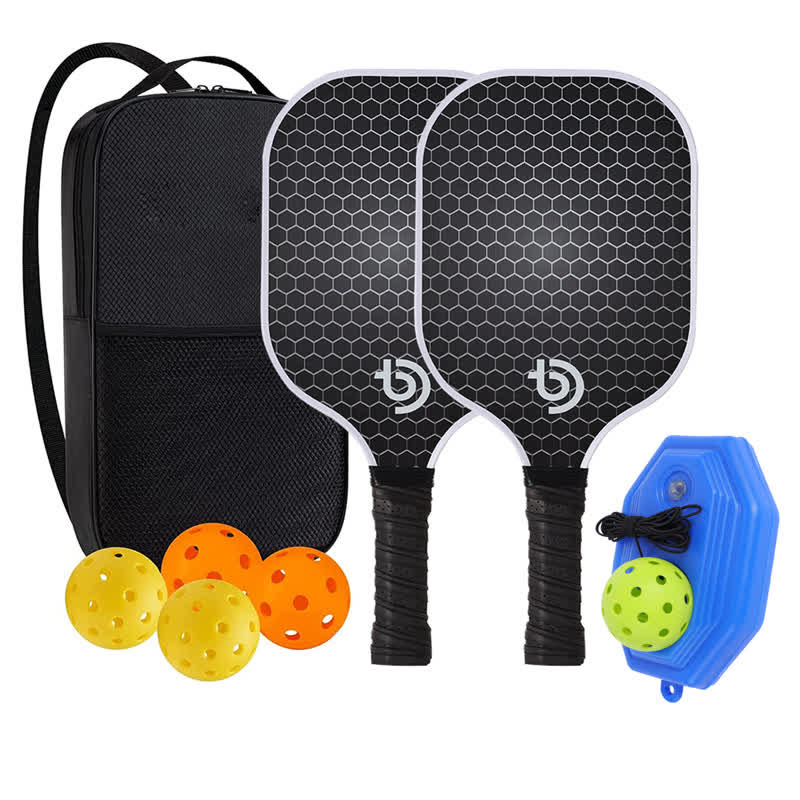 DINKADO Pickleball Paddles, Multi-Layer Textured Fiberglass Paddle Set with Strong Spin & Control Surface, 2 Paddles + 4 Balls + - 2 Paddles + 4 Balls + Carry Bag + Training Aid - image 1