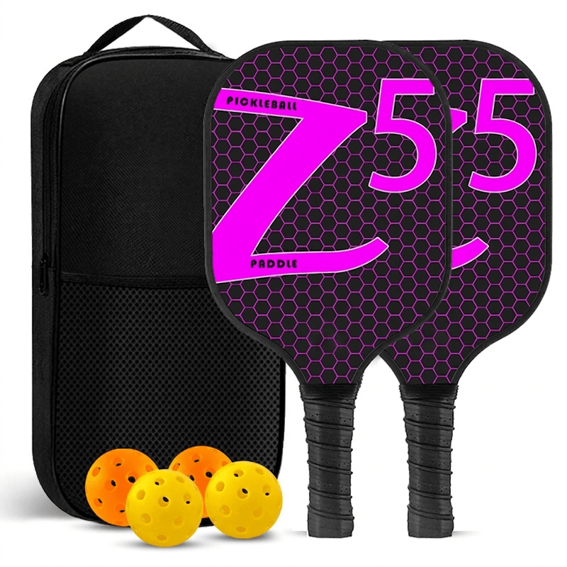 Dinkado Pickleball Paddle Set – 2 Fiberglass Paddles + 4 Balls + Carry Bag - Rose Red Z - image 3