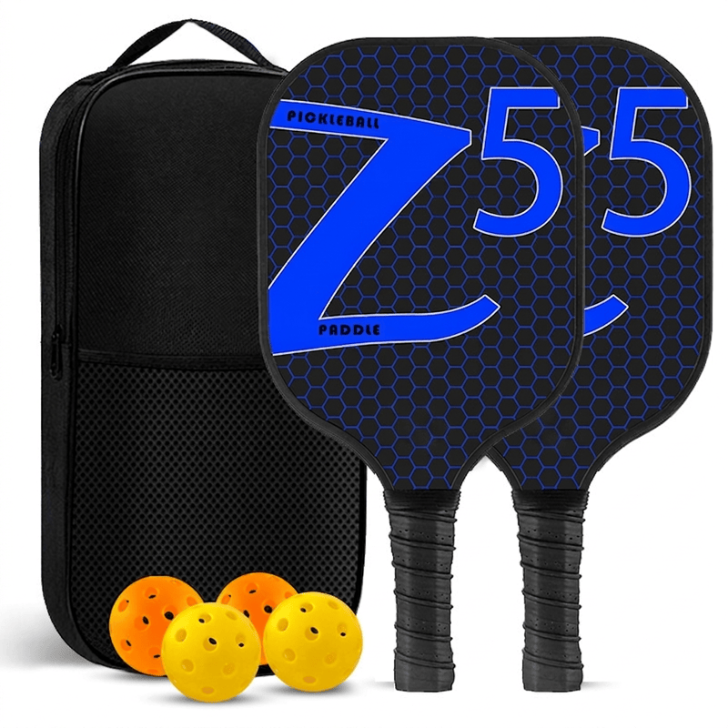 Dinkado Pickleball Paddle Set – 2 Fiberglass Paddles + 4 Balls + Carry Bag - Sapphire Blue Z - image 2