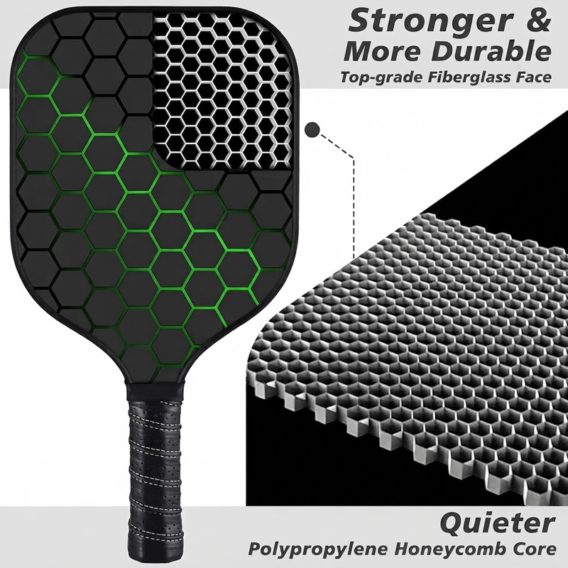 Dinkado Pickleball Paddles Set Of 4 Or 2, Fiberglass Rackets | With Outdoor Indoor Balls, Bag, Lightweight Pickle-ball Equipment For Beginner, Intermediate, Family - image 1