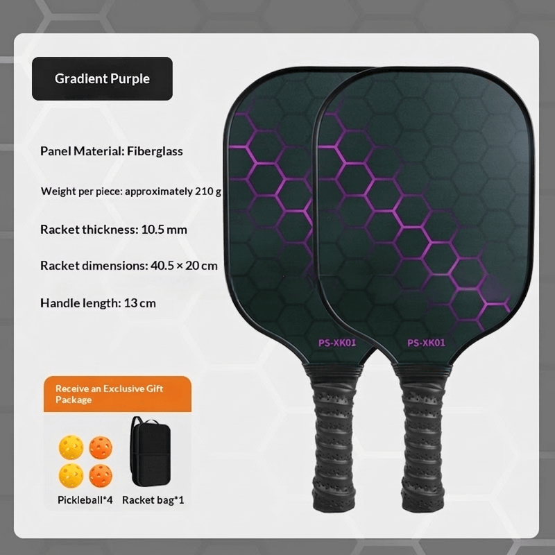 Dinkado Pickleball Paddles Set Of 4 Or 2, Fiberglass Rackets | With Outdoor Indoor Balls, Bag, Lightweight Pickle-ball Equipment For Beginner, Intermediate, Family - Purple - image 4