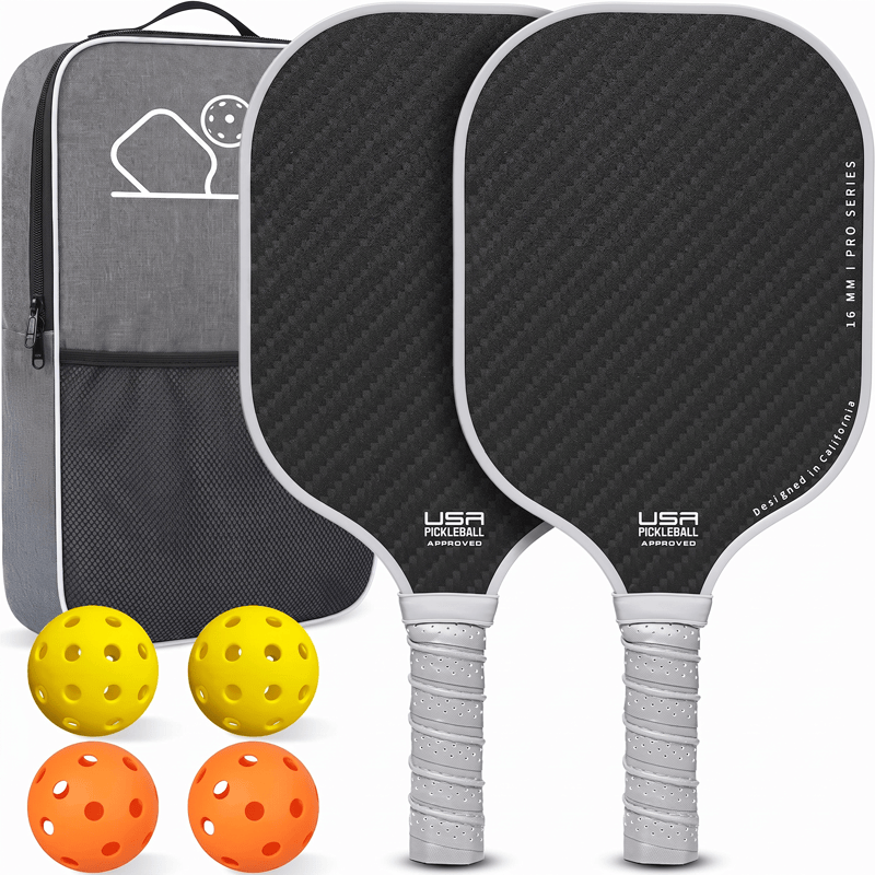 Dinkado Rally Series Fiberglass Pickleball Paddle Set with 4 Balls & Carry Bag - Grey - image 1
