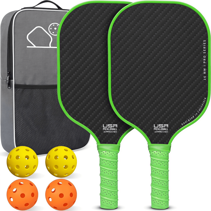 Dinkado Rally Series Fiberglass Pickleball Paddle Set with 4 Balls & Carry Bag - Green - image 6