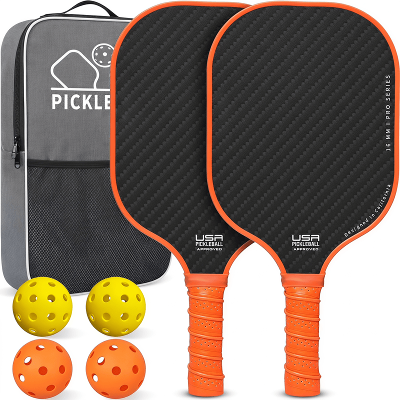 Dinkado Rally Series Fiberglass Pickleball Paddle Set with 4 Balls & Carry Bag - Orange - image 5