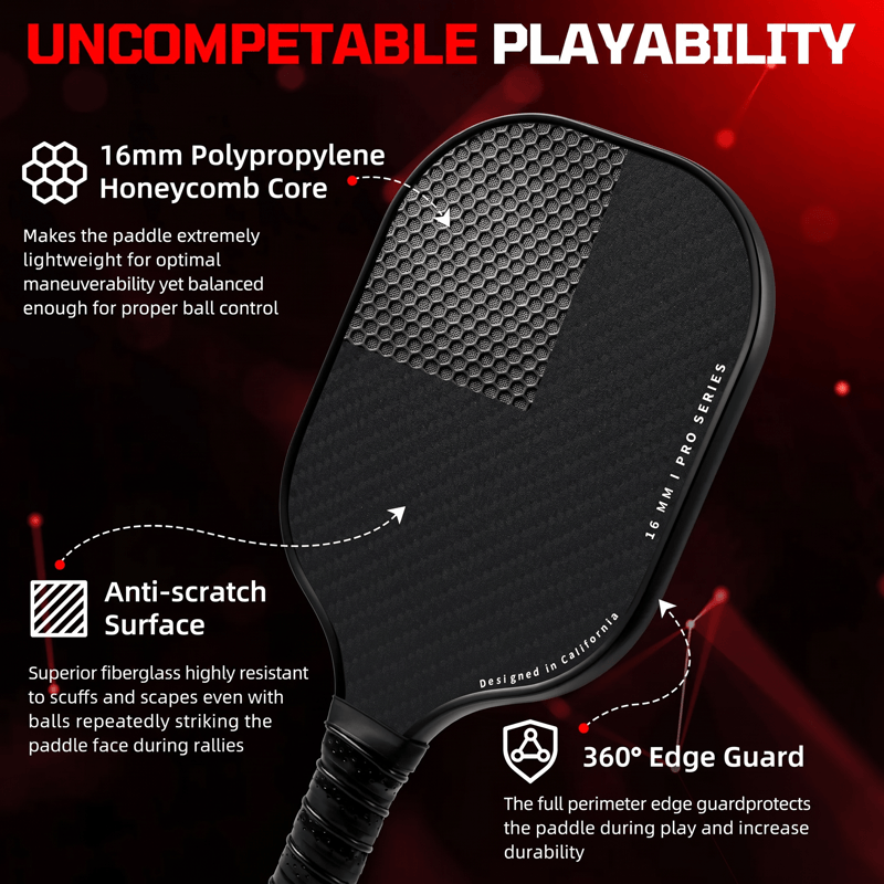 Dinkado Rally Series Fiberglass Pickleball Paddle Set with 4 Balls & Carry Bag - image 9