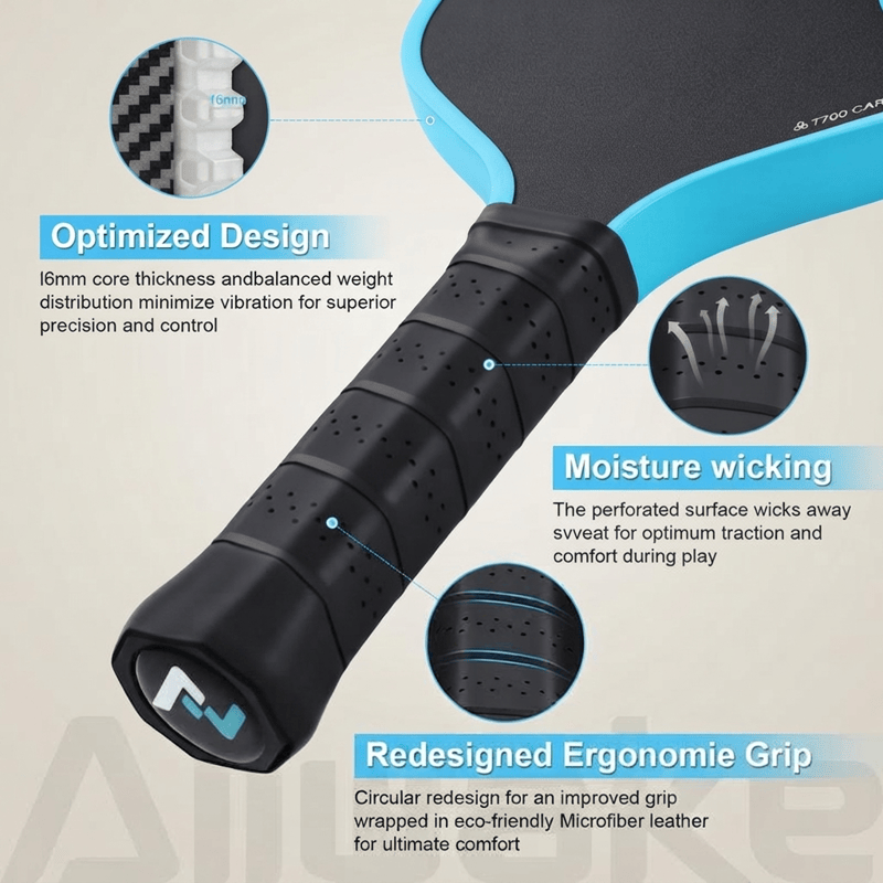 Elite T700 Raw Carbon Fiber Pickleball Paddle – Carbon Friction Surface | Usa Pickleball Approved - image 3