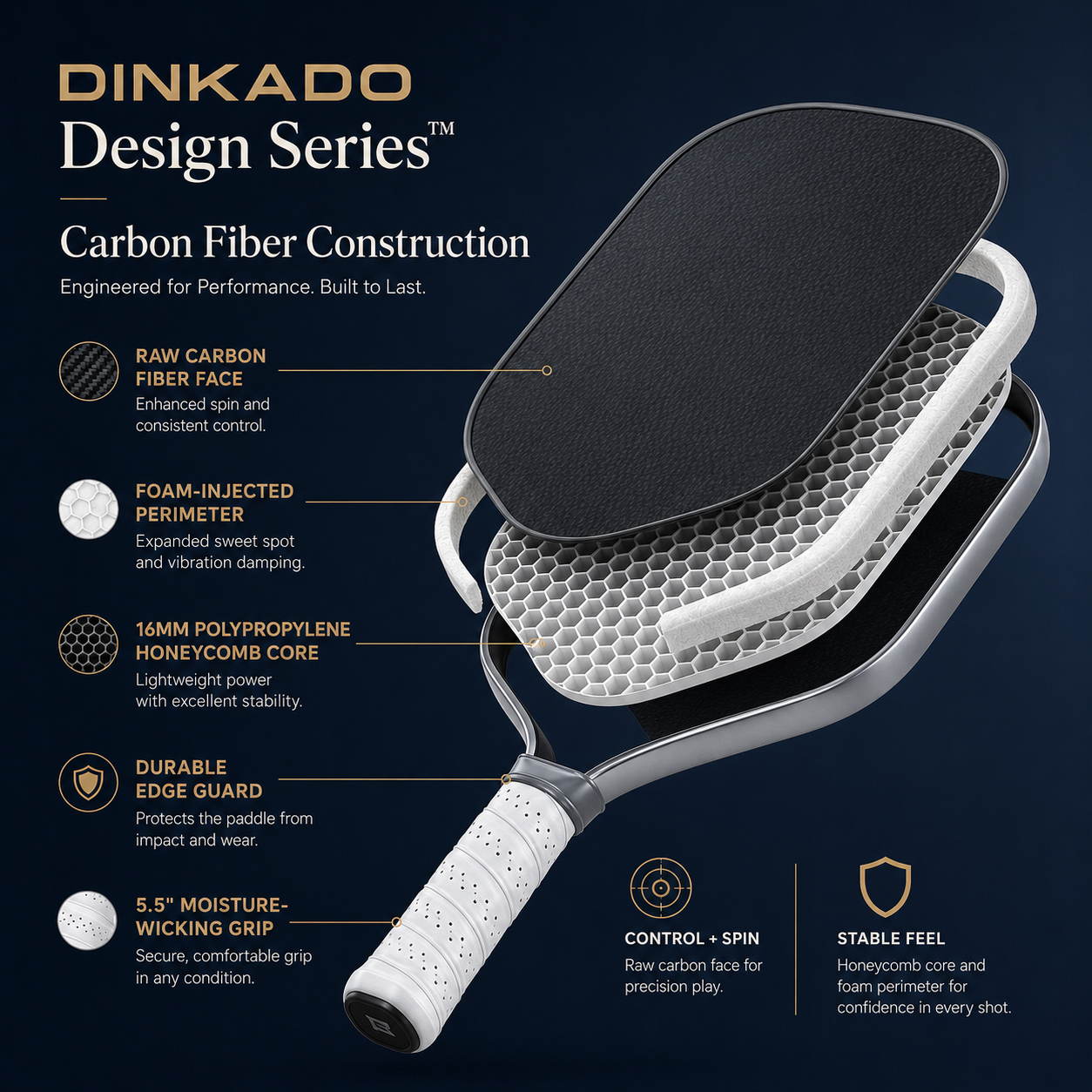 DINKADO Blue Portal™ Carbon Pickleball Paddle - image 2